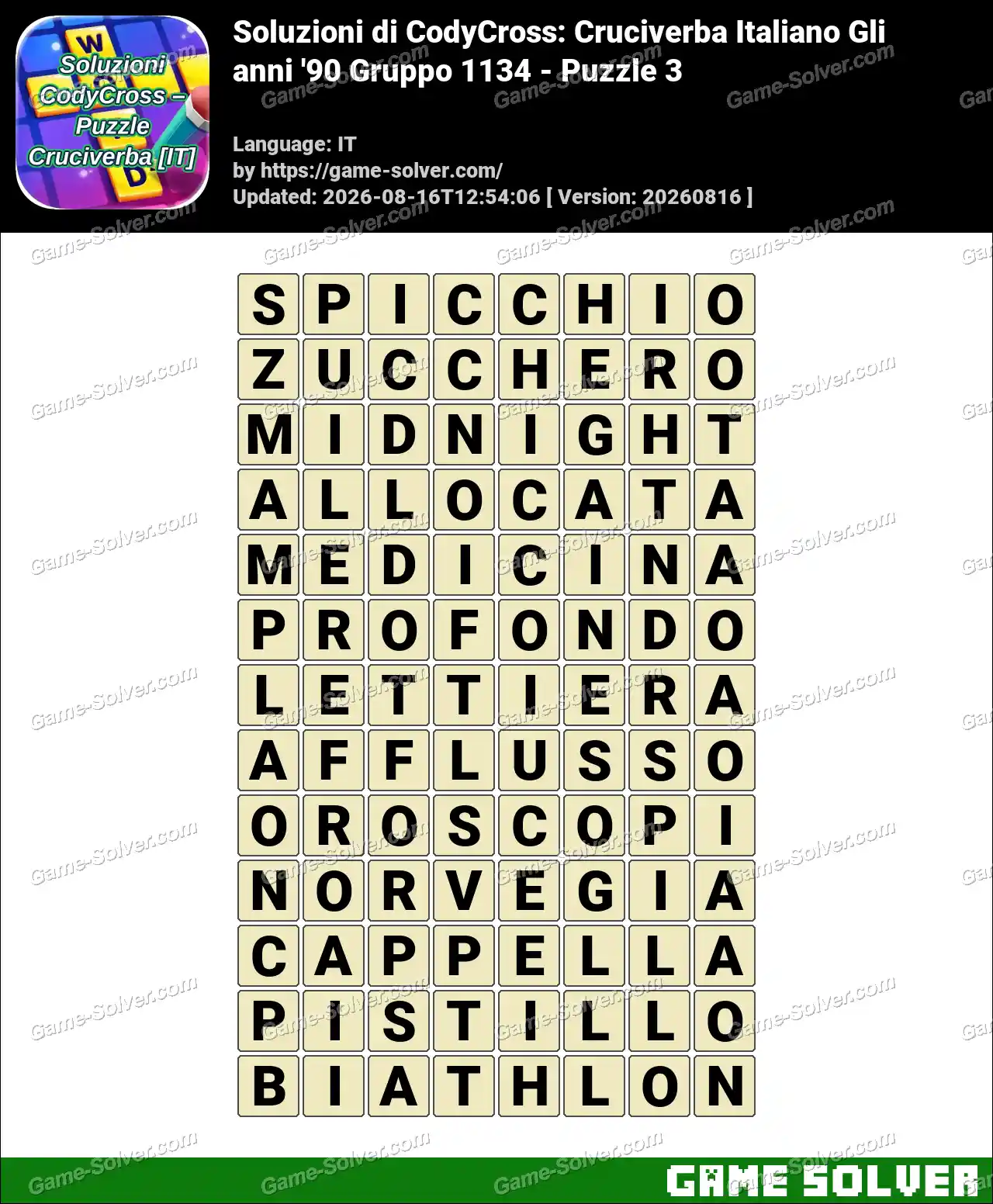 Soluzioni di CodyCross: Cruciverba Italiano Gli anni ’90 Gruppo 1134 – Puzzle 3